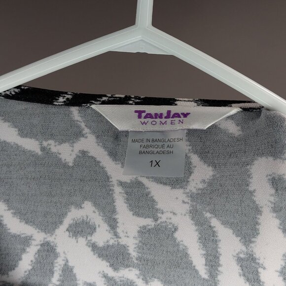 TanJay Animal Print Caridgan Blazer Black White Size 1X - Picture 3 of 3